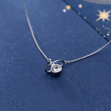 Galaxy Series Clear CZ Planet Pendant Necklace for Women