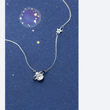 Galaxy Series Clear CZ Planet Pendant Necklace for Women