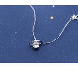 Galaxy Series Clear CZ Planet Pendant Necklace for Women