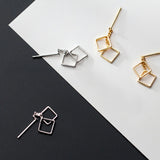 MloveAcc 925 Silver Geometric Square Dangle Earrings Drop Minimalist Jewelry