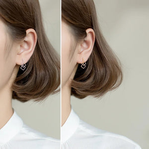 MloveAcc 925 Silver Geometric Square Dangle Earrings Drop Minimalist Jewelry