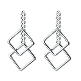 MloveAcc 925 Silver Geometric Square Dangle Earrings Drop Minimalist Jewelry