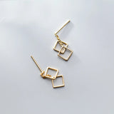 MloveAcc 925 Silver Geometric Square Dangle Earrings Drop Minimalist Jewelry