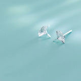 925 Silver Ginkgo Biloba Stud Earrings for Women