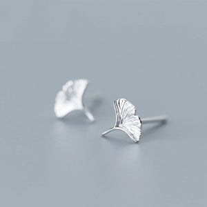 925 Silver Ginkgo Biloba Stud Earrings for Women