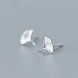 925 Silver Ginkgo Biloba Stud Earrings for Women