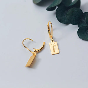 MloveAcc 925 Sterling Silver Letter Tag Earrings