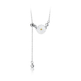MloveAcc 925 Silver Japanese Daisy Zircon Pendant Necklace for Women