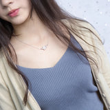MloveAcc 925 Silver Peach Blossom Necklace Pink Zircon Pendant