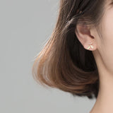 MloveAcc 925 Silver Green Opal Leaf Stud Earrings