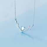 MloveAcc 925 Silver Gradient Crystal CZ Antlers Pendant Necklace