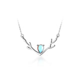 MloveAcc 925 Silver Gradient Crystal CZ Antlers Pendant Necklace