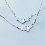 MloveAcc 925 Silver Gradient Crystal CZ Antlers Pendant Necklace