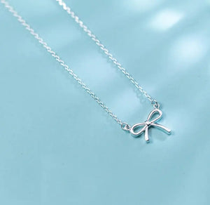 MloveAcc 925 Silver Bow Knot Pendant Necklace for Girls Women