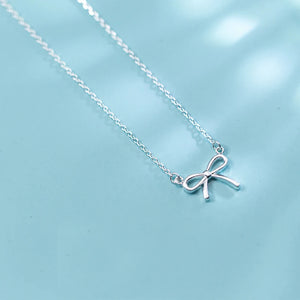 MloveAcc 925 Silver Bow Knot Pendant Necklace for Girls Women