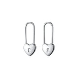 MloveAcc Heart Lock Pin Hoop Earrings 925 Sterling Silver