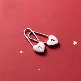 MloveAcc Heart Lock Pin Hoop Earrings 925 Sterling Silver