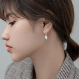 MloveAcc Heart Lock Pin Hoop Earrings 925 Sterling Silver