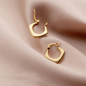 MloveAcc 925 Silver Women Earrings Hoop Square Shape S925 Ear Earrings