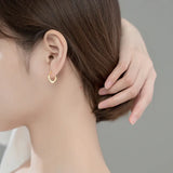 MloveAcc 925 Silver Women Earrings Hoop Square Shape S925 Ear Earrings