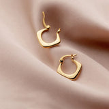 MloveAcc 925 Silver Women Earrings Hoop Square Shape S925 Ear Earrings