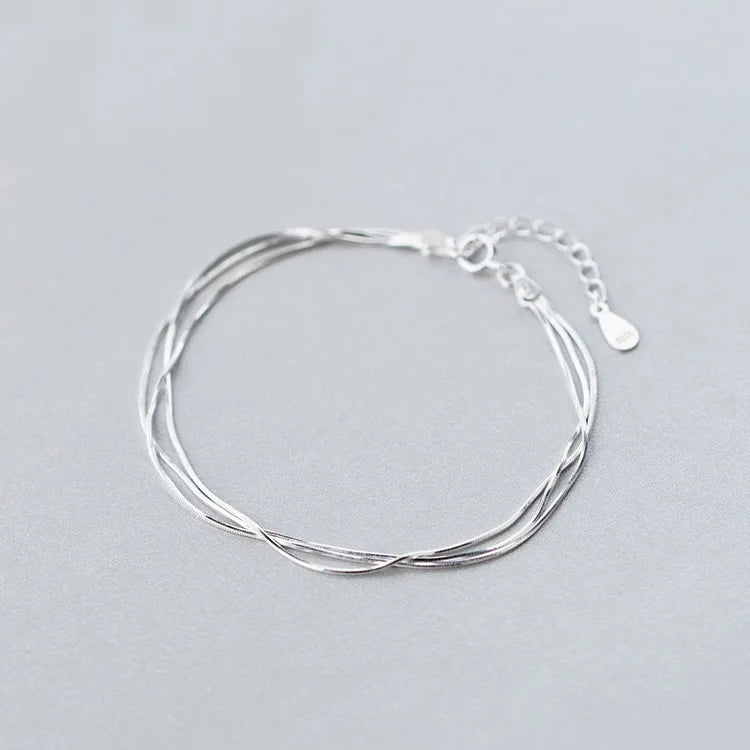 MloveAcc 925 Silver Snake Chain Bracelet for Women