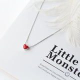 MloveAcc 925 Silver Necklace Red Glaze Heart Pendant