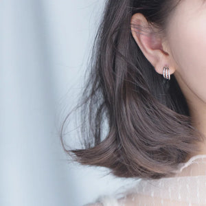 925 Silver Layered Waved Circle Hoop Earrings for Women
