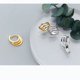 925 Silver Layered Waved Circle Hoop Earrings for Women