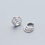 925 Silver Layered Waved Circle Hoop Earrings for Women