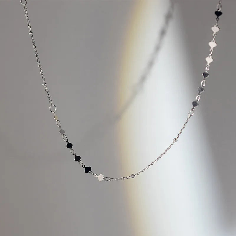 MloveAcc 925 Silver Peach Heart Choker Necklace Women Jewelry Gift