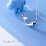 925 Sterling Silver Whale Necklace Dolphin Animal Jewelry