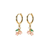 MloveAcc 925 Silver Pink Cherry Hoop Earrings Wedding Jewelry