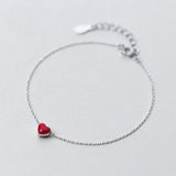925 Silver Red Heart Charm Bracelet Women Lover Gift