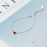 925 Silver Red Heart Charm Bracelet Women Lover Gift