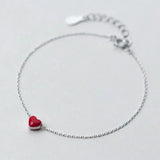 925 Silver Red Heart Charm Bracelet Women Lover Gift