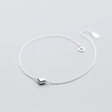 925 Silver Romantic Heart Charm Anklet for Women Adjustable Length