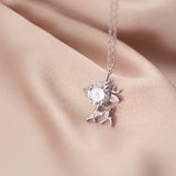 MloveAcc Tiny Deer Necklace 925 Silver Crystal Zirconia Short Chain