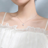 MloveAcc Tiny Deer Necklace 925 Silver Crystal Zirconia Short Chain