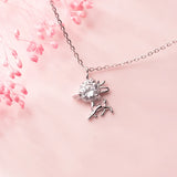 MloveAcc Tiny Deer Necklace 925 Silver Crystal Zirconia Short Chain