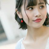 MloveAcc Red Pearl Dangle Earrings for Women