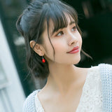 MloveAcc Red Pearl Dangle Earrings for Women