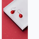 MloveAcc Red Pearl Dangle Earrings for Women