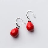 MloveAcc Red Pearl Dangle Earrings for Women