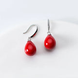 MloveAcc Red Pearl Dangle Earrings for Women