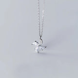 MloveAcc 925 Silver Windmill Charm Pendant CZ Necklace