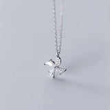 MloveAcc 925 Silver Windmill Charm Pendant CZ Necklace