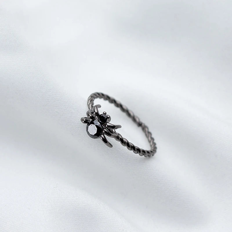 MloveAcc 925 Silver Spider Ring Women Opening Adjustable Halloween Gift