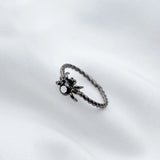MloveAcc 925 Silver Spider Ring Women Opening Adjustable Halloween Gift