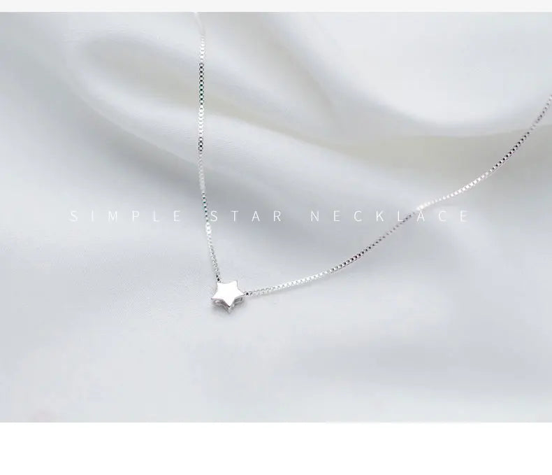 925 Silver Star Charm Pendant Necklace for Women